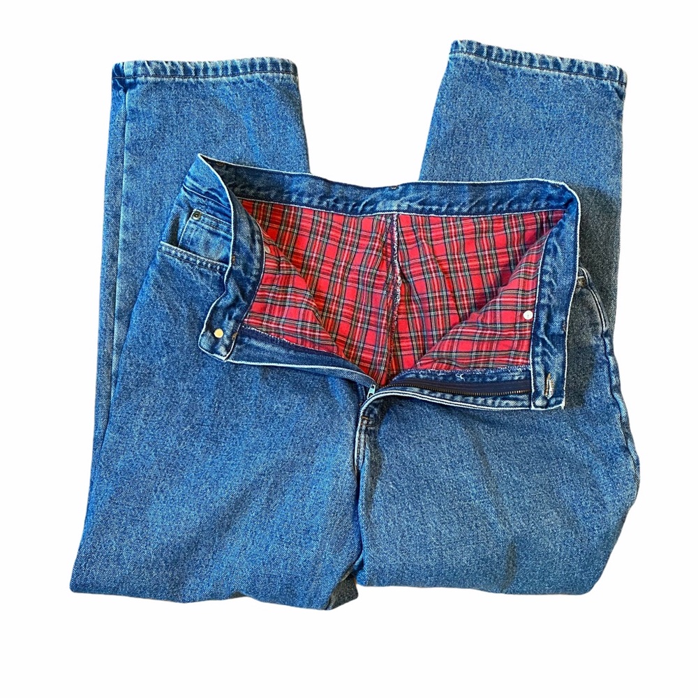 LL Bean Flannel Lined Lds High Waist Jeans